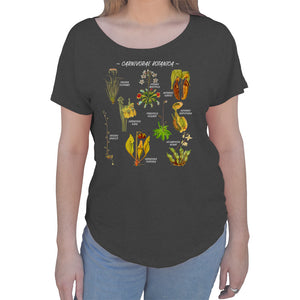 Women's Carnivorae Botanica Carnivorous Plants Botanical Chart Scoop Neck T-Shirt