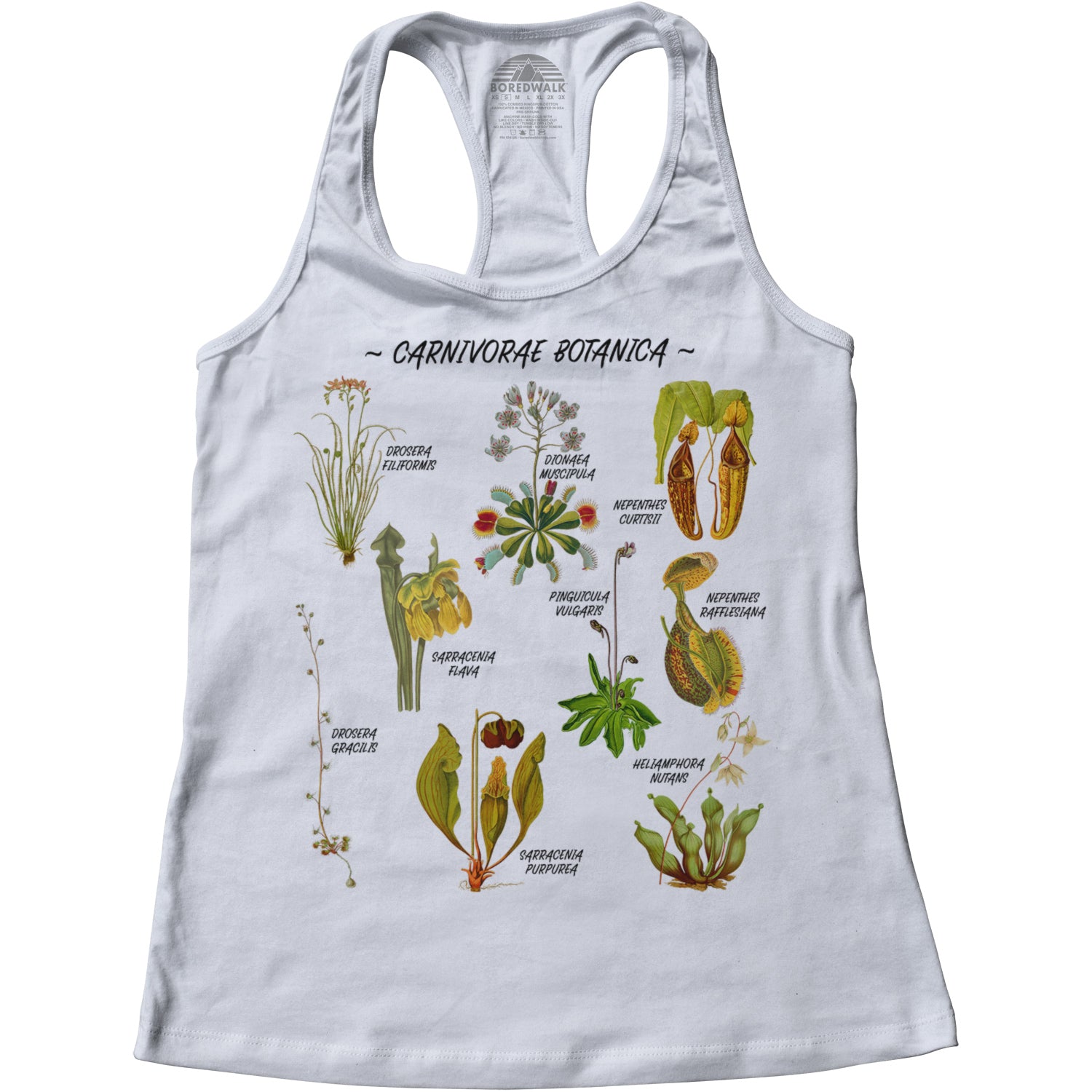 Women's Carnivorae Botanica Carnivorous Plants Botanical Chart Racerback Tank Top