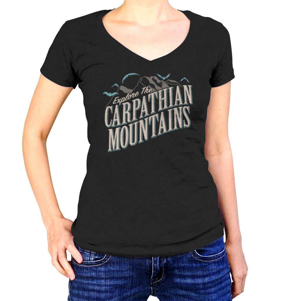 Women's Explore The Carpathian Mountains Vneck T-Shirt