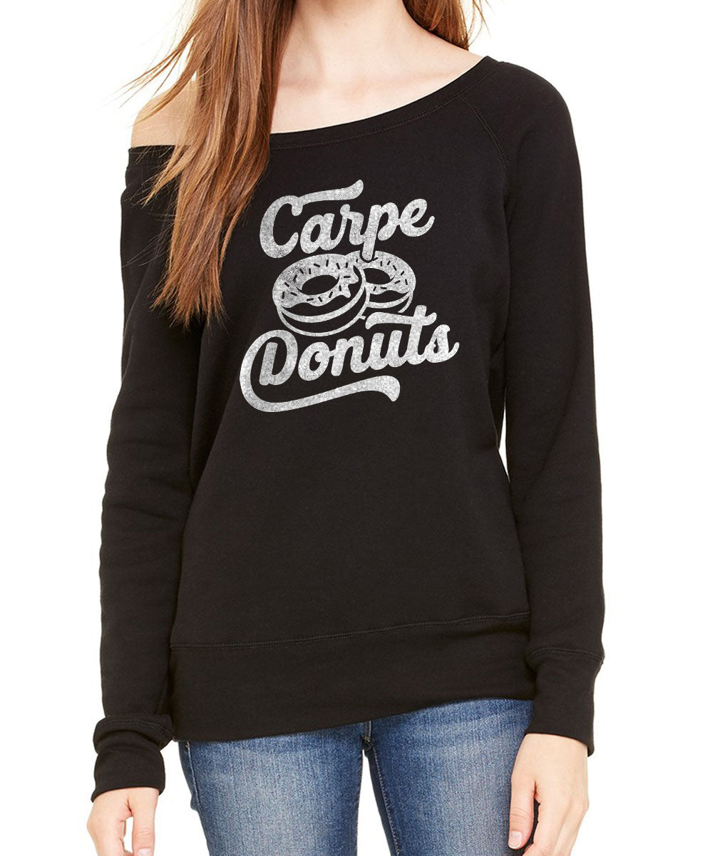 Women's Carpe Donuts Scoop Neck Fleece - Funny Donut Shirt