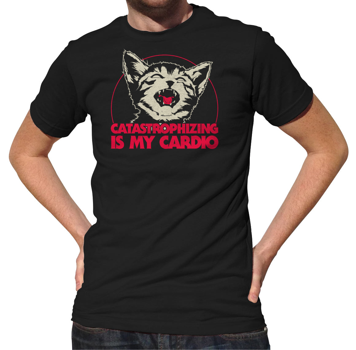 Men's Catastrophizing Is My Cardio Cat T-Shirt
