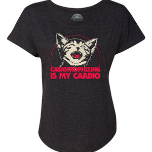 Women's Catastrophizing Is My Cardio Cat Scoop Neck T-Shirt