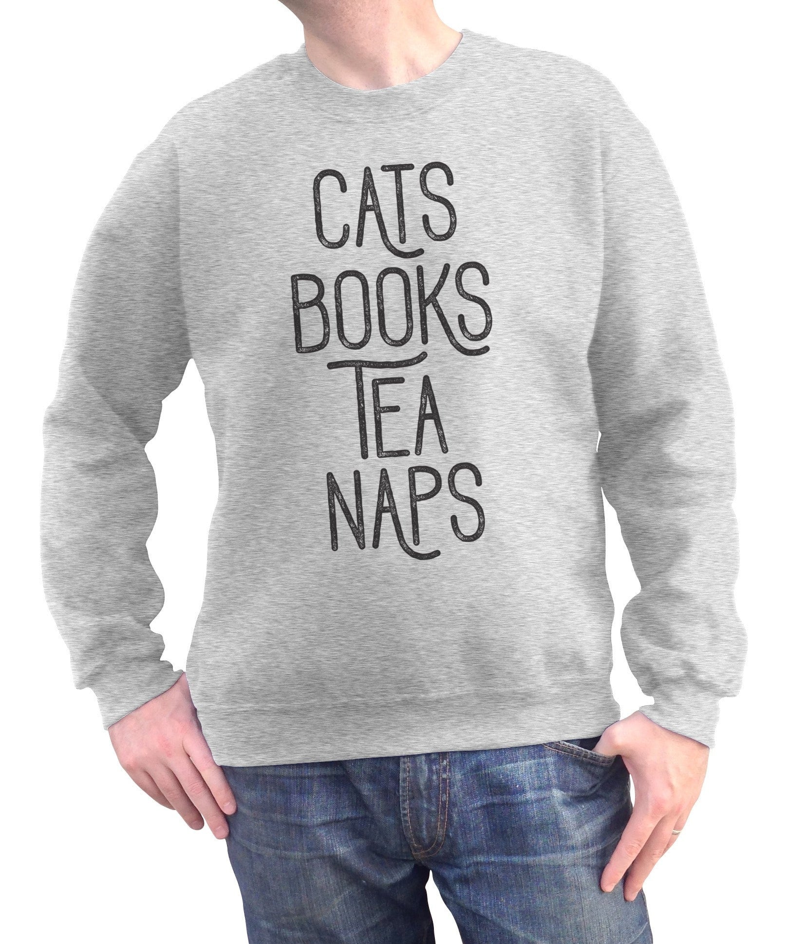 Unisex Cats Book Tea Naps Sweatshirt