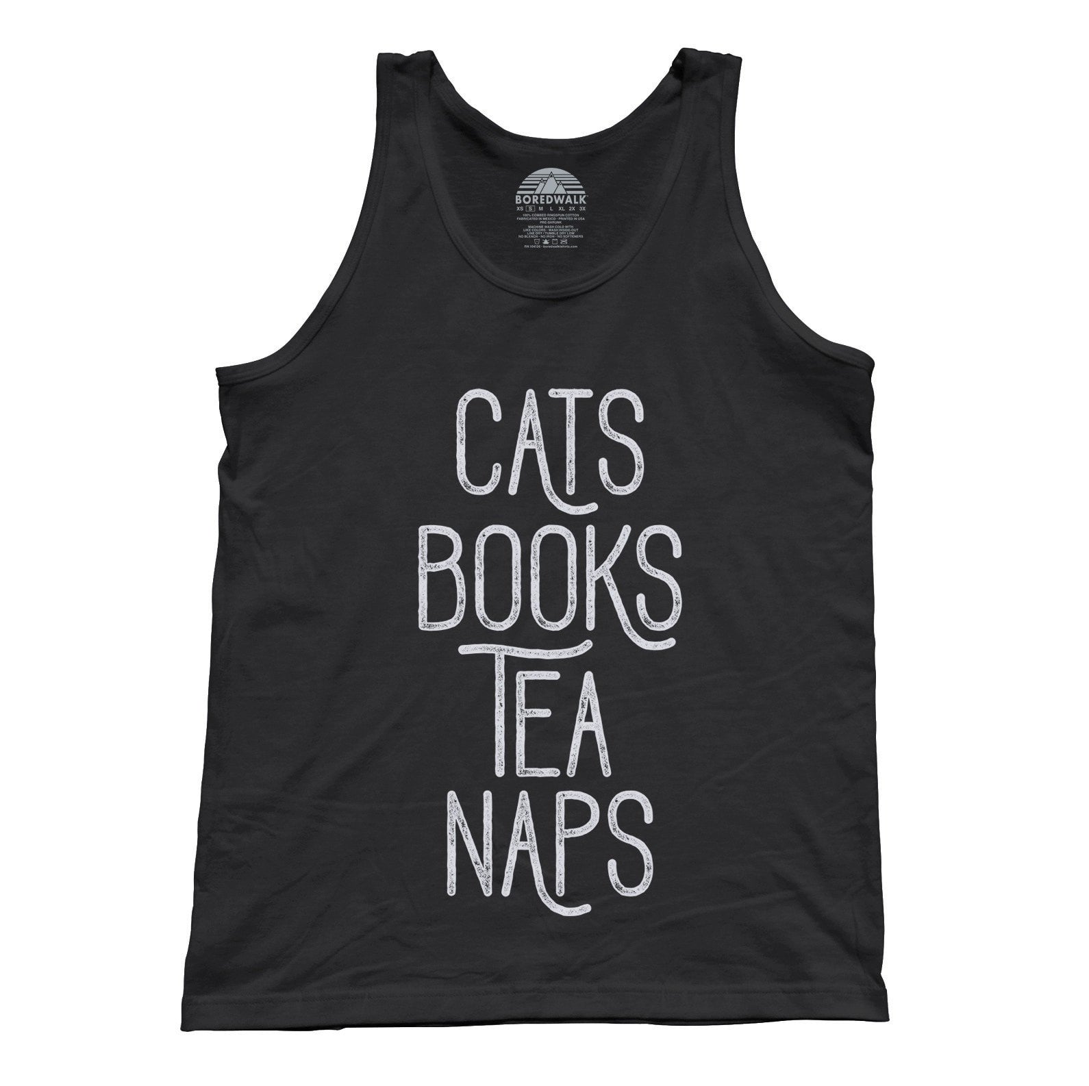Unisex Cats Book Tea Naps Tank Top