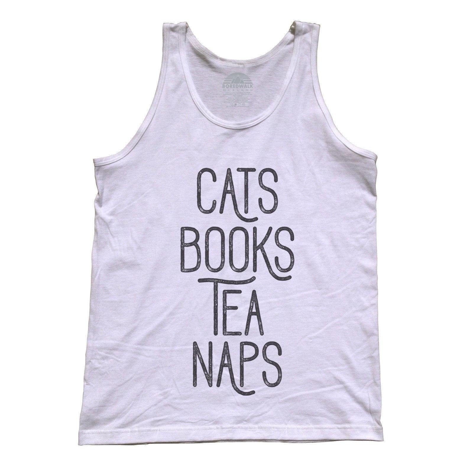 Unisex Cats Book Tea Naps Tank Top