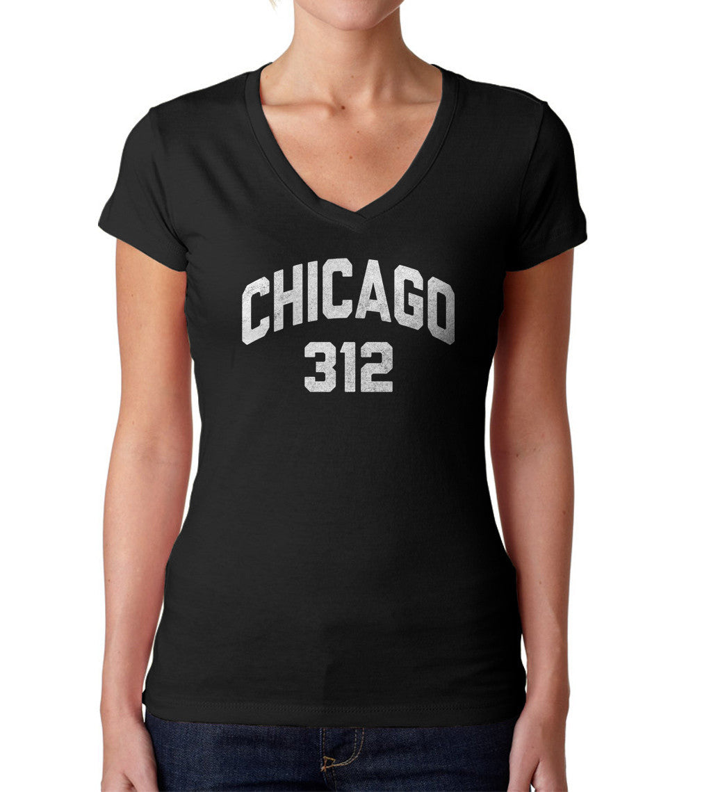 Women's Chicago 312 Area Code Vneck T-Shirt