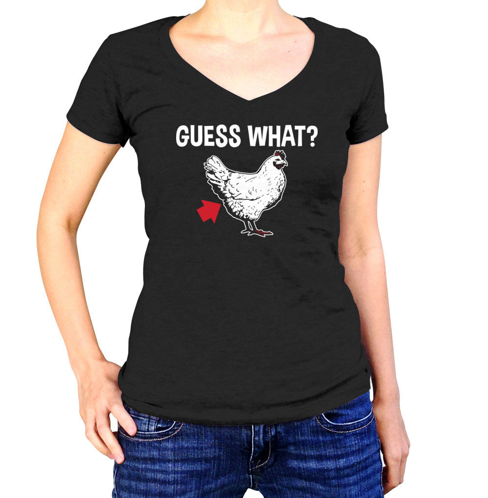 Women's Guess What Chicken Butt Vneck T-Shirt