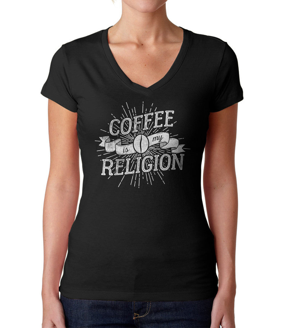 Women's Coffee Is My Religion Vneck T-Shirt