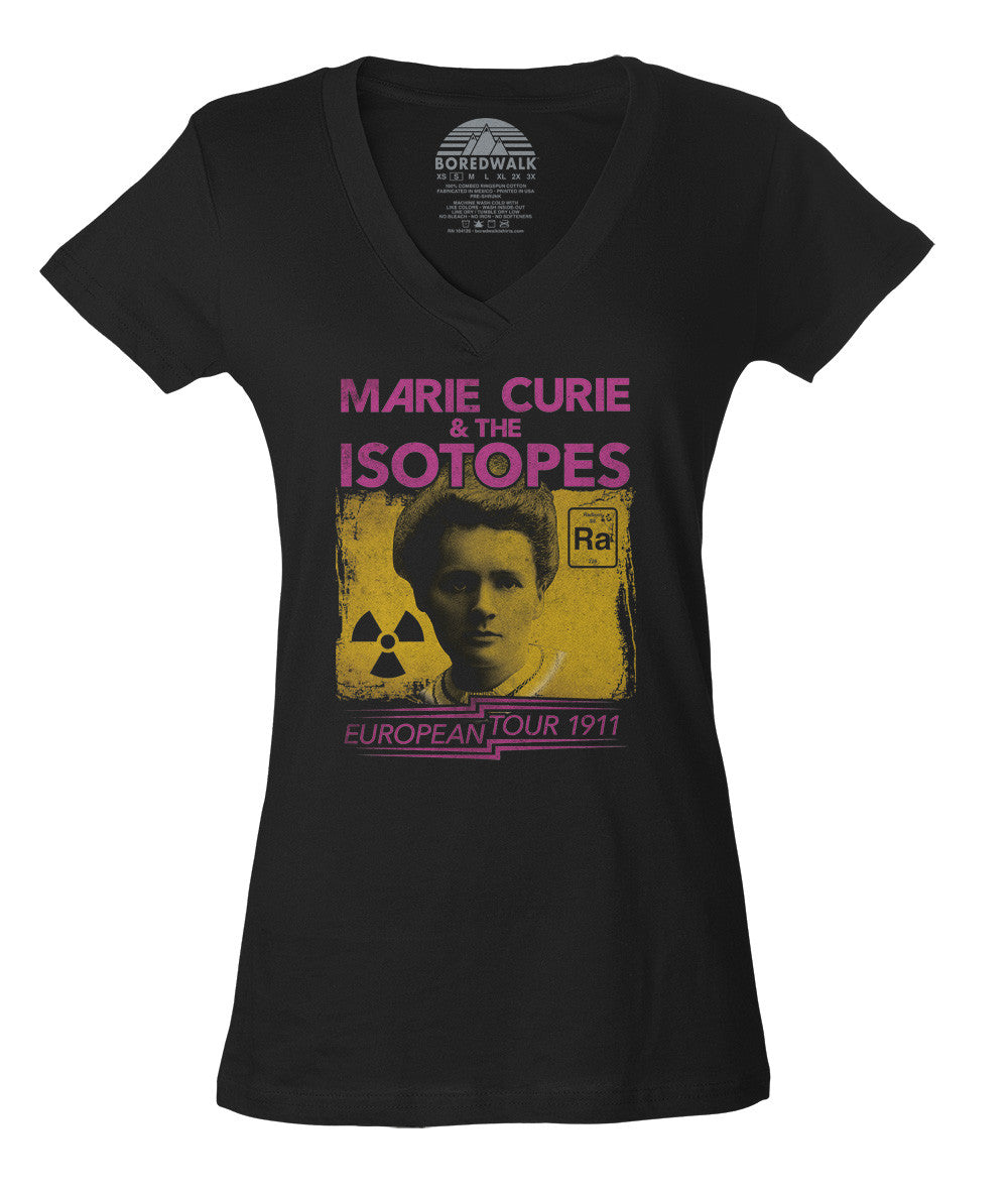 Women's Marie Curie European Tour Vneck T-Shirt - Scientist Shirt