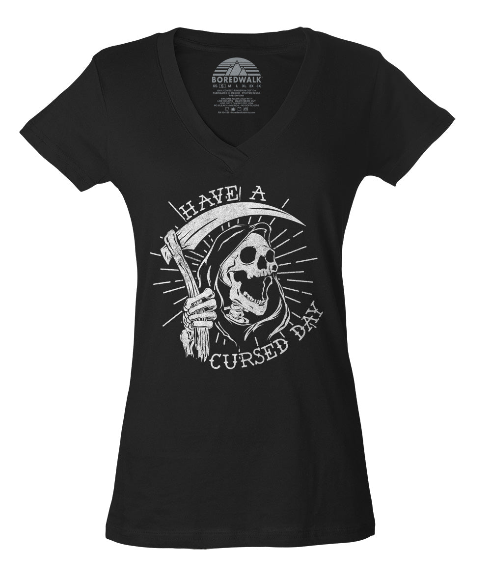 Women's Have a Cursed Day Vneck T-Shirt