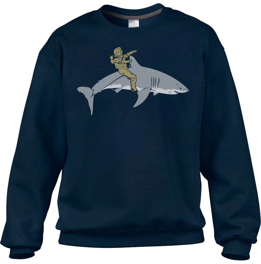 Unisex Diver Riding a Shark Sweatshirt - By Ex-Boyfriend