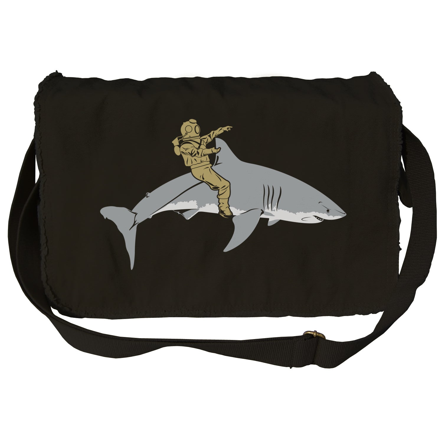 Diver Riding a Shark Messenger Bag - By Ex-Boyfriend