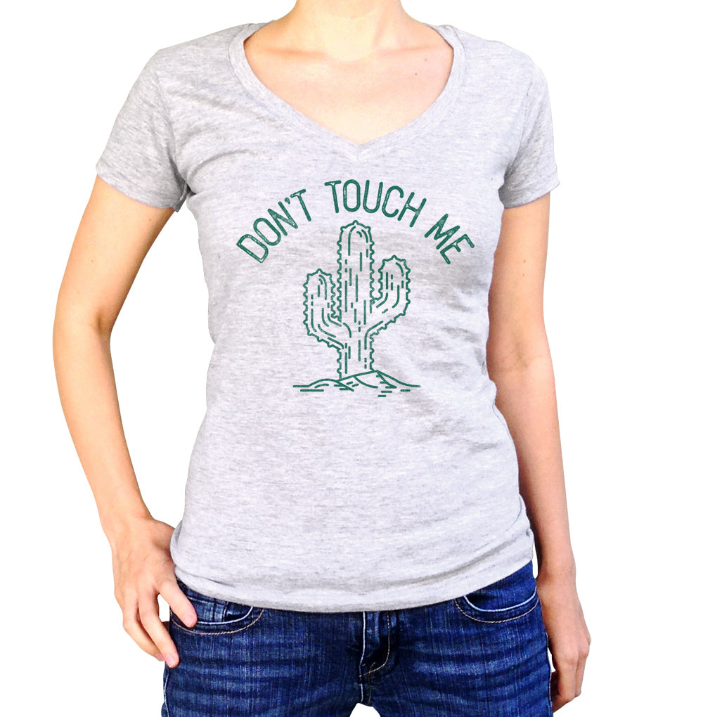 Women's Don't Touch Me Cactus Vneck T-Shirt