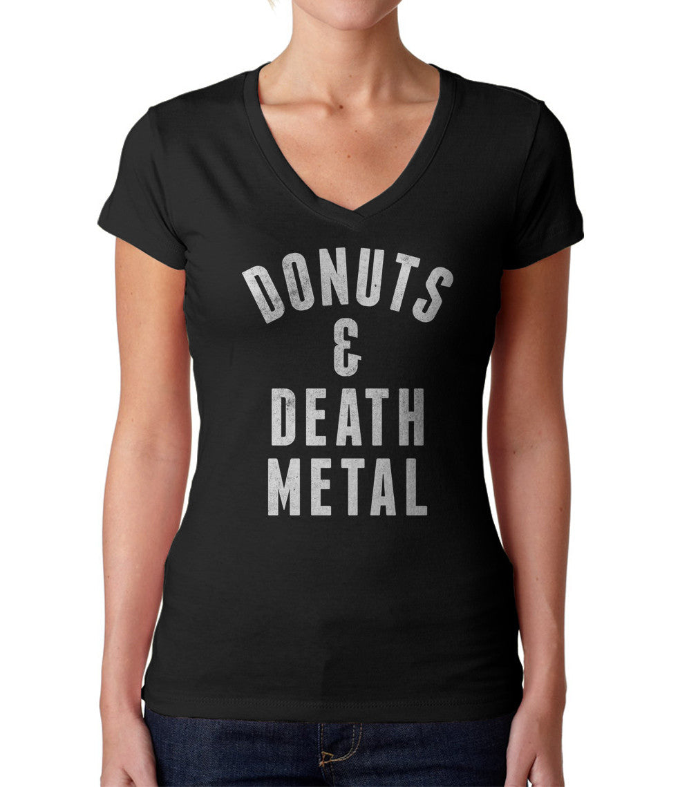 Women's Donuts and Death Metal Vneck T-Shirt