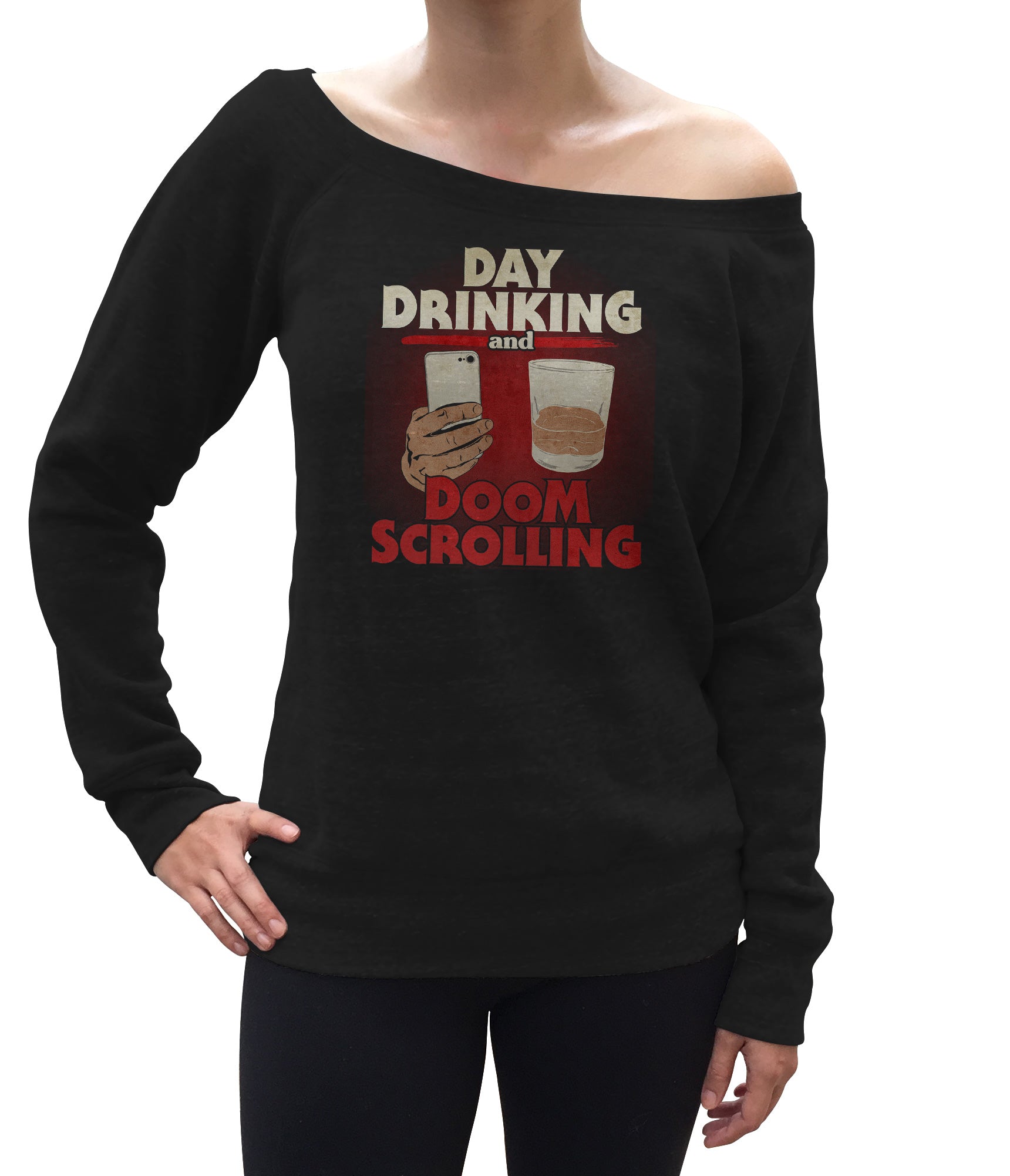 Women's Day Drinking and Doom Scrolling Scoop Neck Fleece