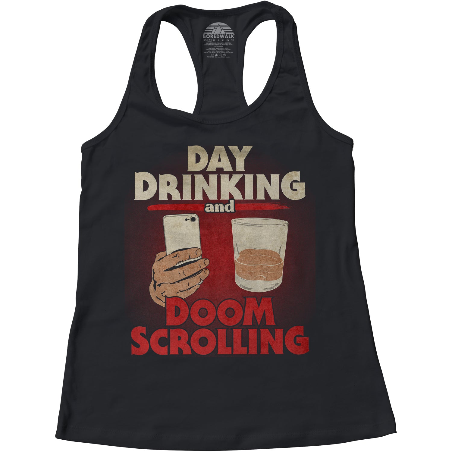 Women's Day Drinking and Doom Scrolling Racerback Tank Top
