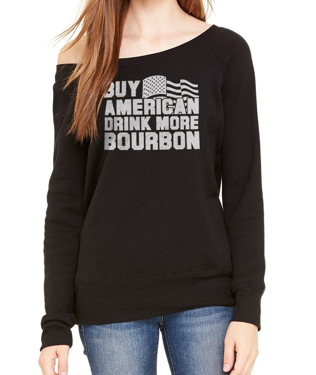 Women's Buy American Drink More Bourbon Scoop Neck Fleece