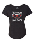 Women's Eat Snacks Take Naps Koala Scoop Neck T-Shirt