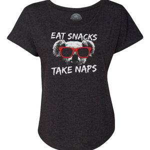 Women's Eat Snacks Take Naps Koala Scoop Neck T-Shirt