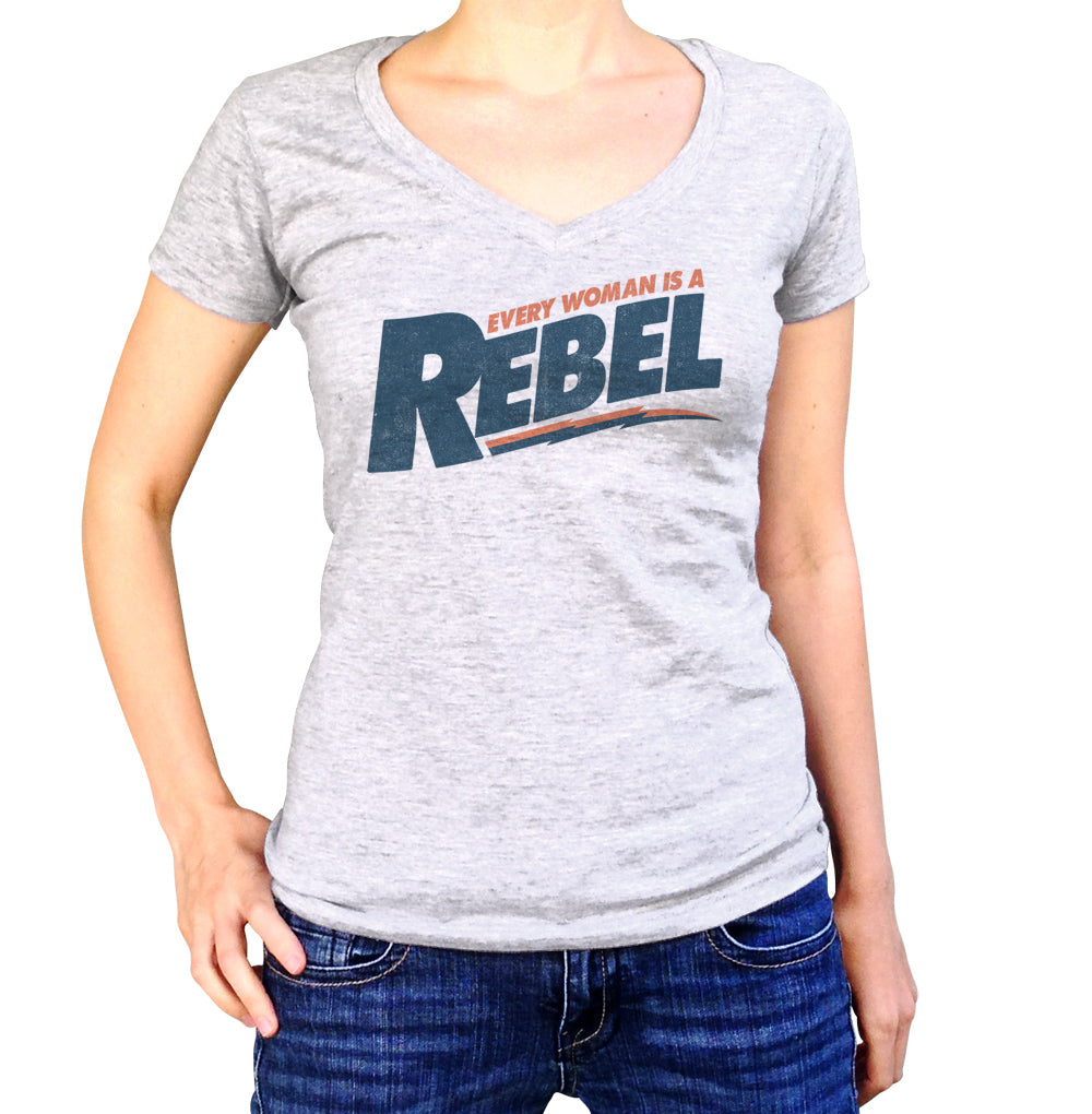 Women's Every Woman is a Rebel Vneck T-Shirt