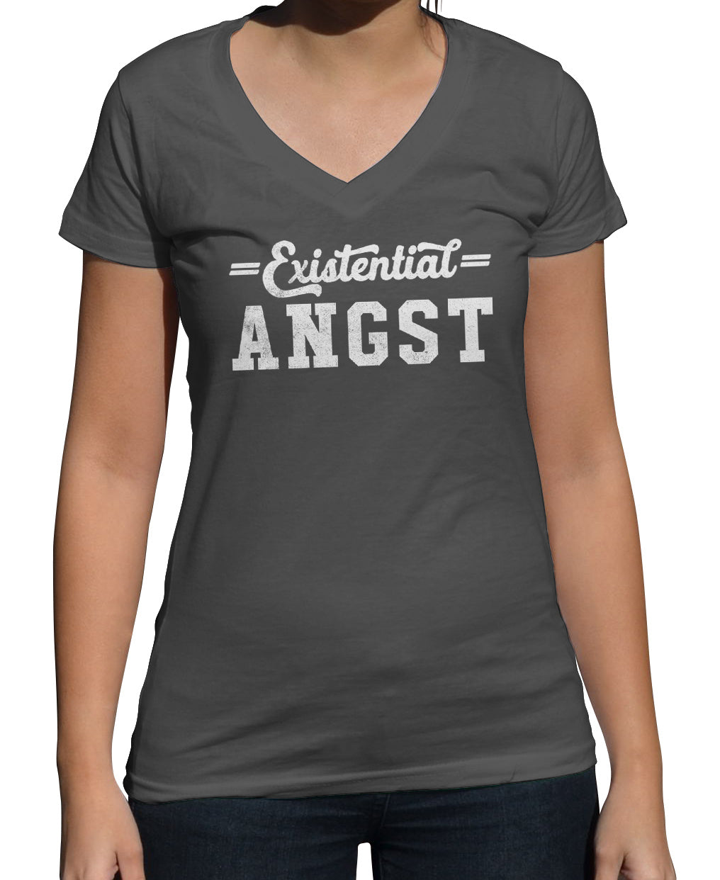 Women's Existential Angst Vneck T-Shirt - Funny Existentialism Shirt
