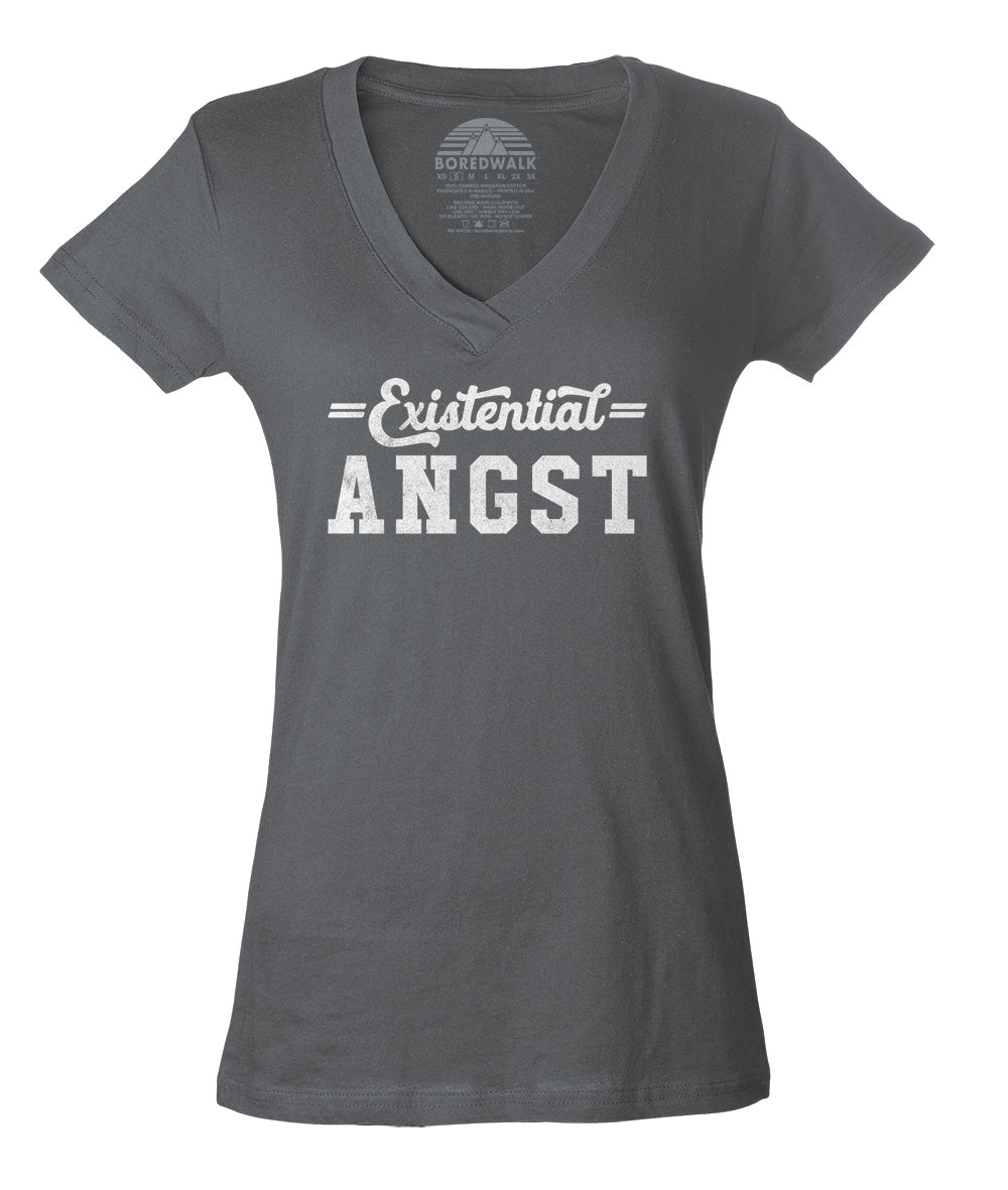 Women's Existential Angst Vneck T-Shirt - Funny Existentialism Shirt