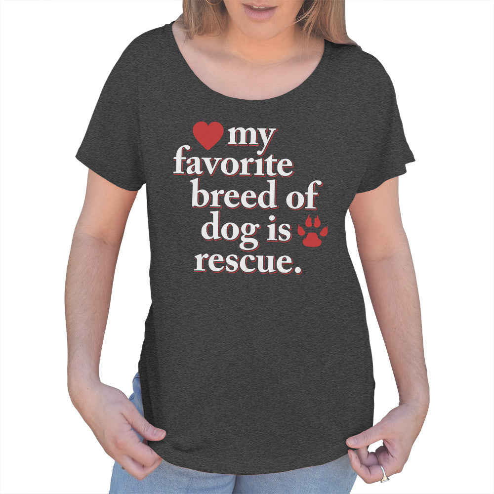 Women's My Favorite Breed Of Dog Is Rescue Scoop Neck T-Shirt