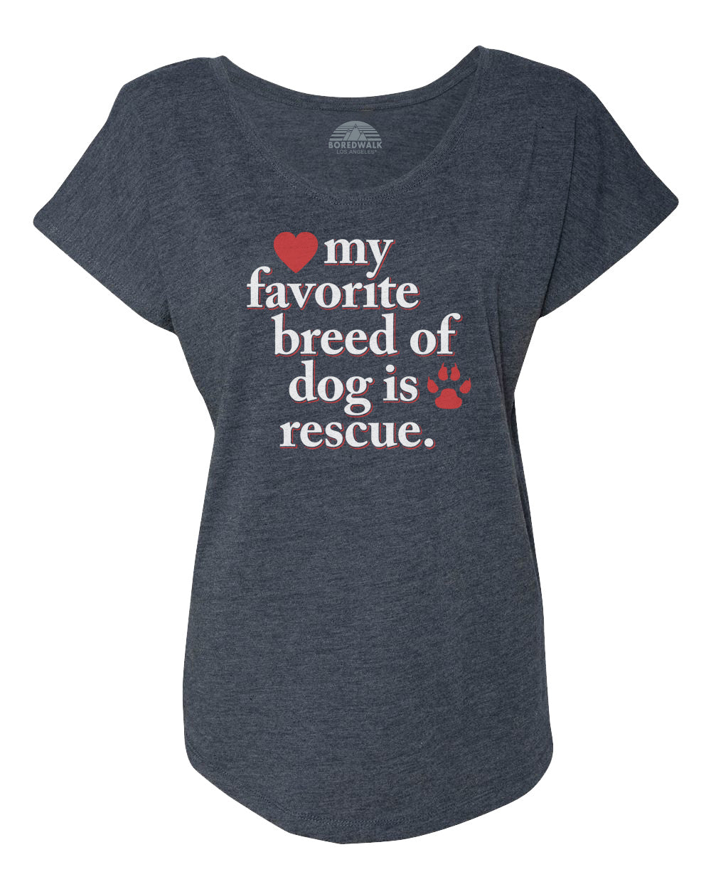 Women's My Favorite Breed Of Dog Is Rescue Scoop Neck T-Shirt
