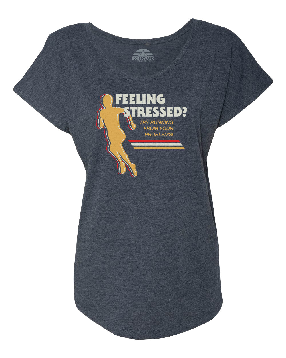 Women's Feeling Stressed? Try Running from Your Problems Scoop Neck T-Shirt