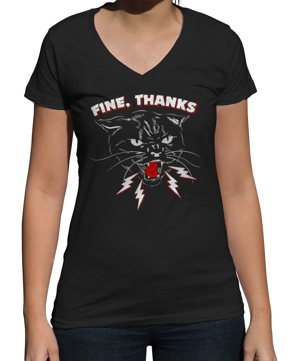 Women's Fine Thanks Vneck T-Shirt