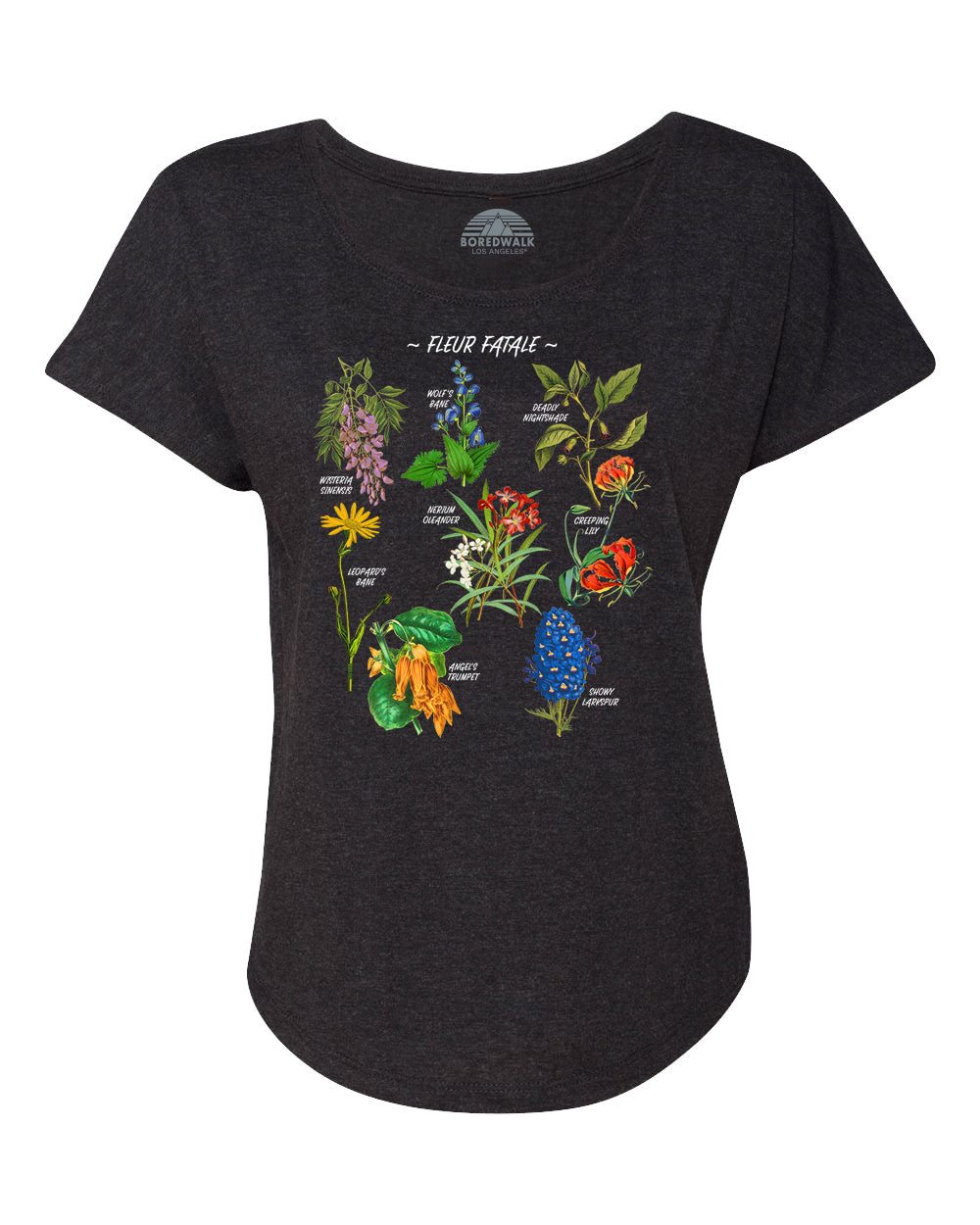 Women's Fleur Fatale Toxic Botanical Chart Scoop Neck T-Shirt