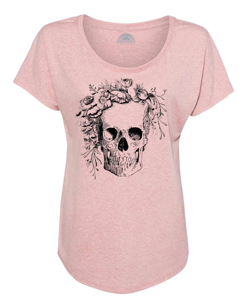 Women's Floral Skull Scoop Neck T-Shirt