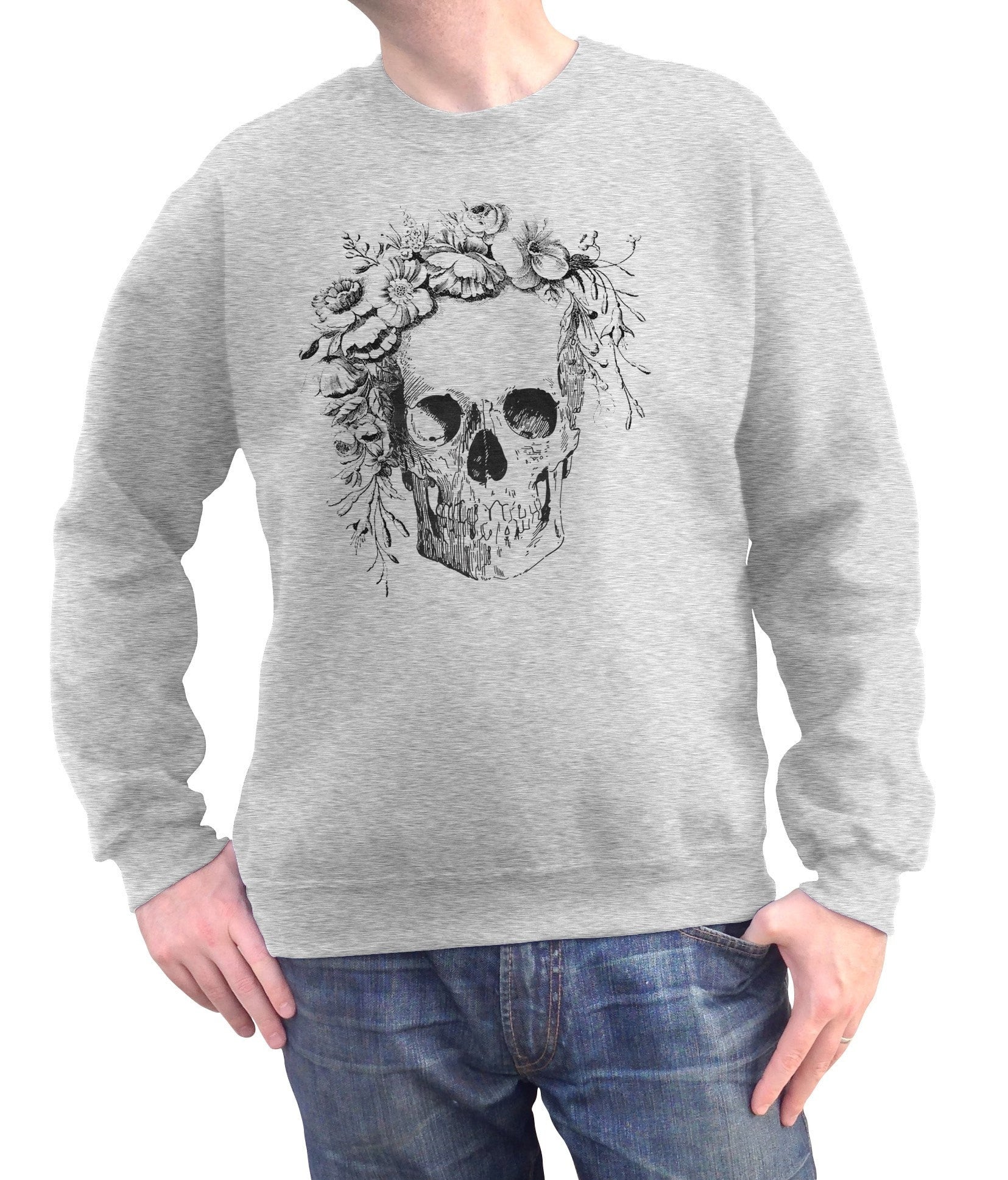 Unisex Floral Skull Sweatshirt