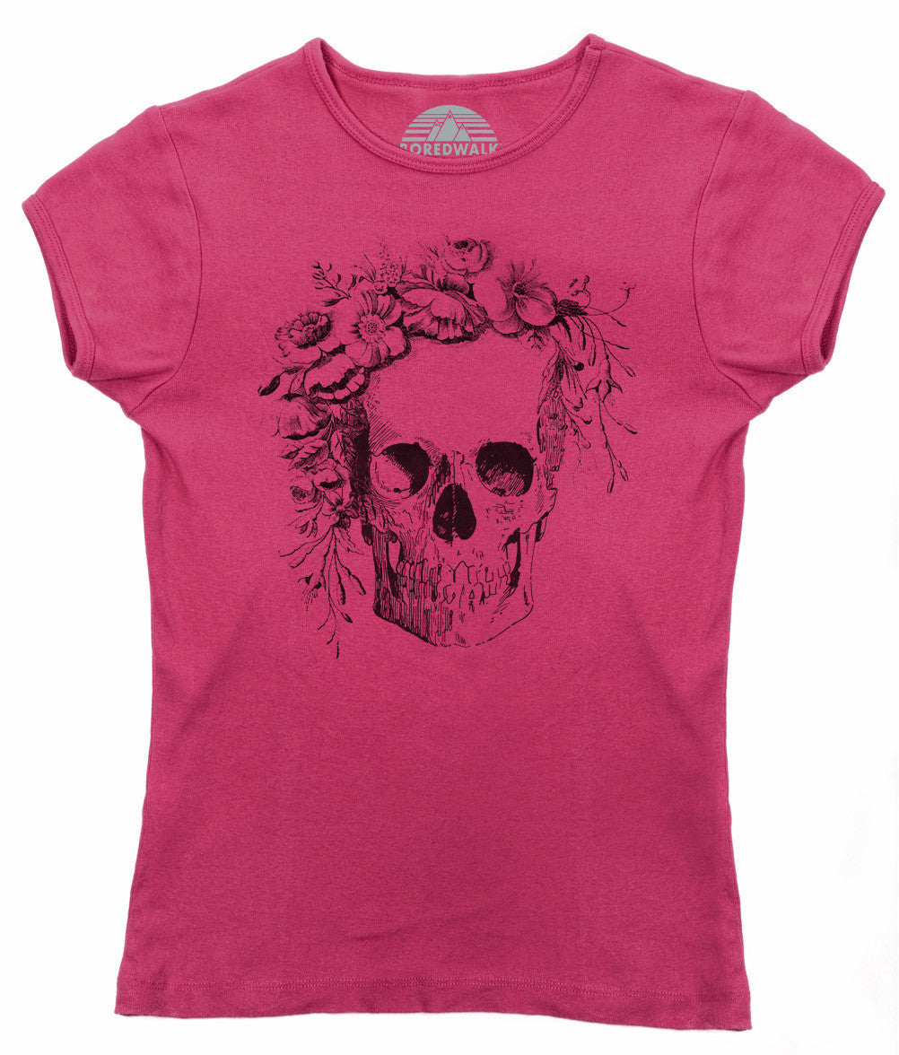 Women's Floral Skull T-Shirt