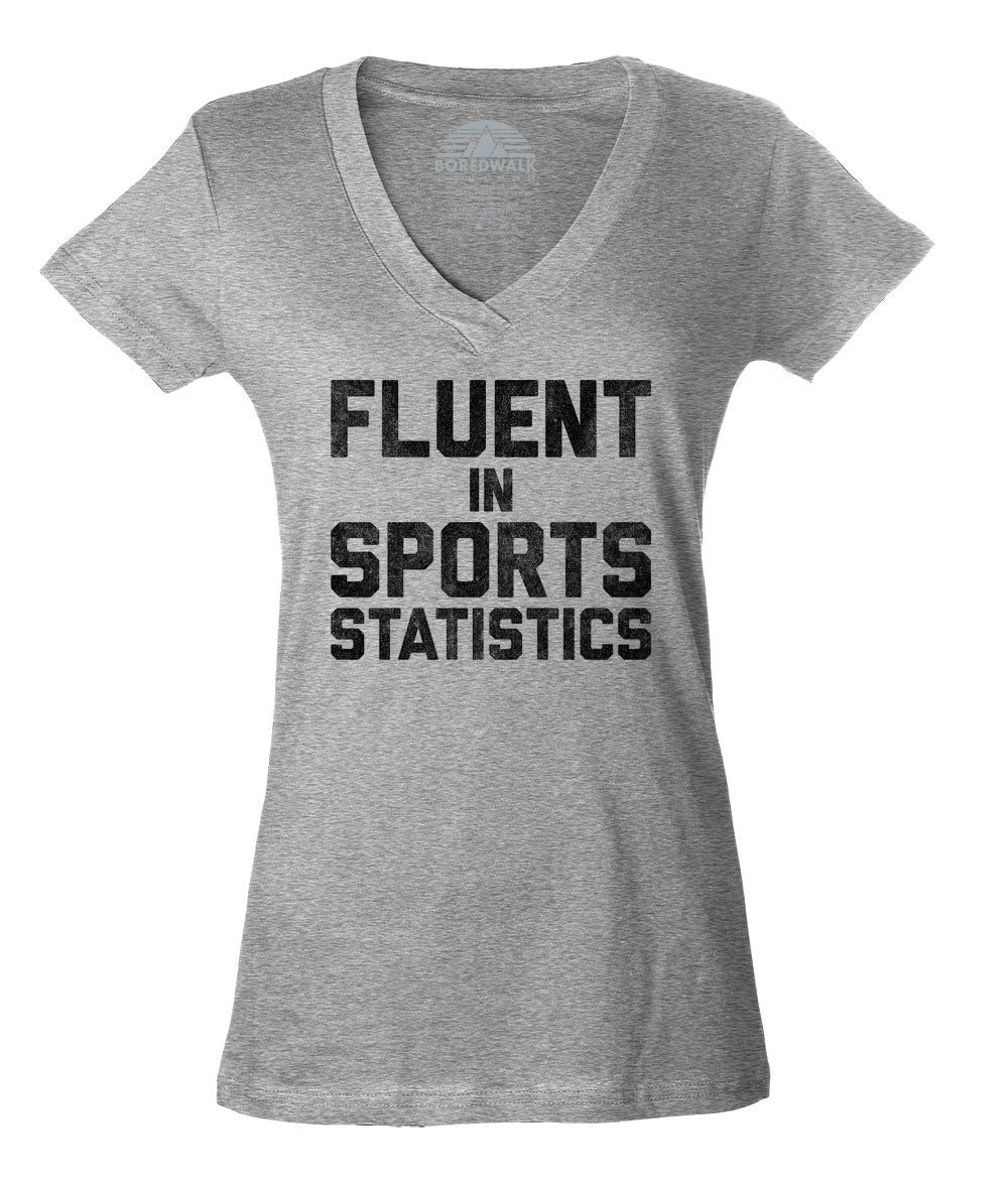 Women's Fluent in Sports Statistics Vneck T-Shirt