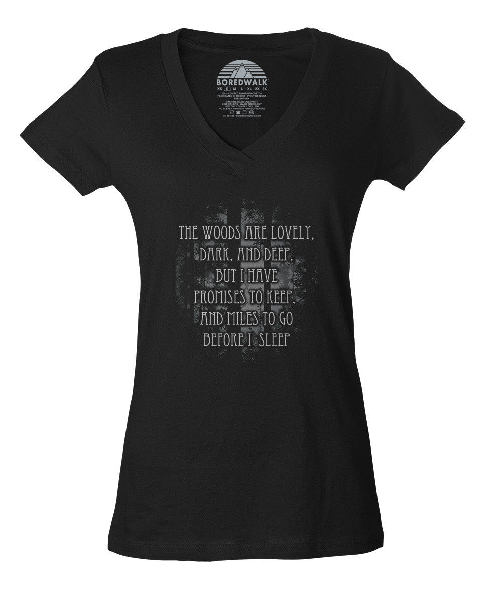 Women's Stopping By Woods On A Snowy Evening Robert Frost Vneck T-Shirt