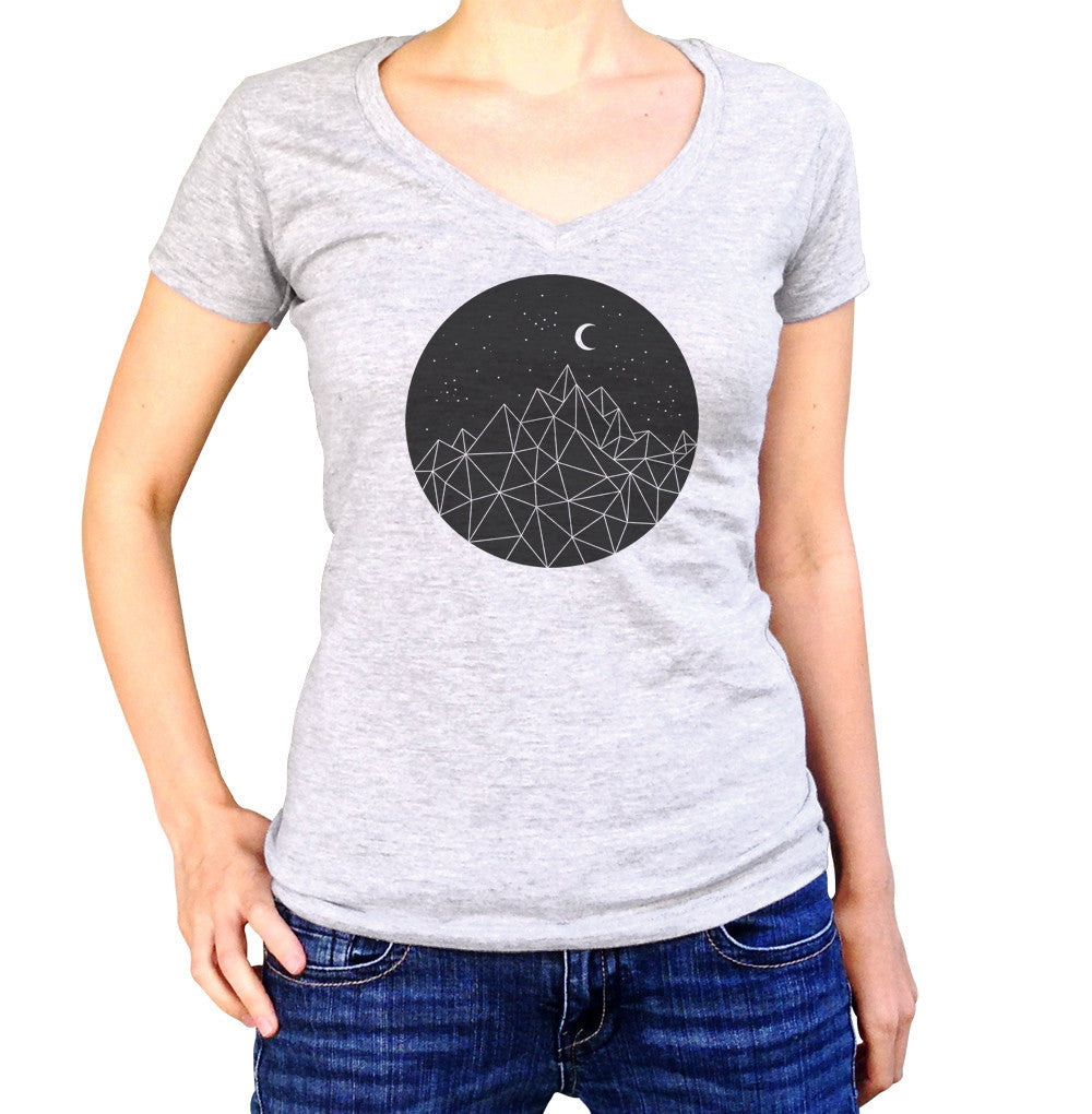Women's Geometric Night Vneck T-Shirt