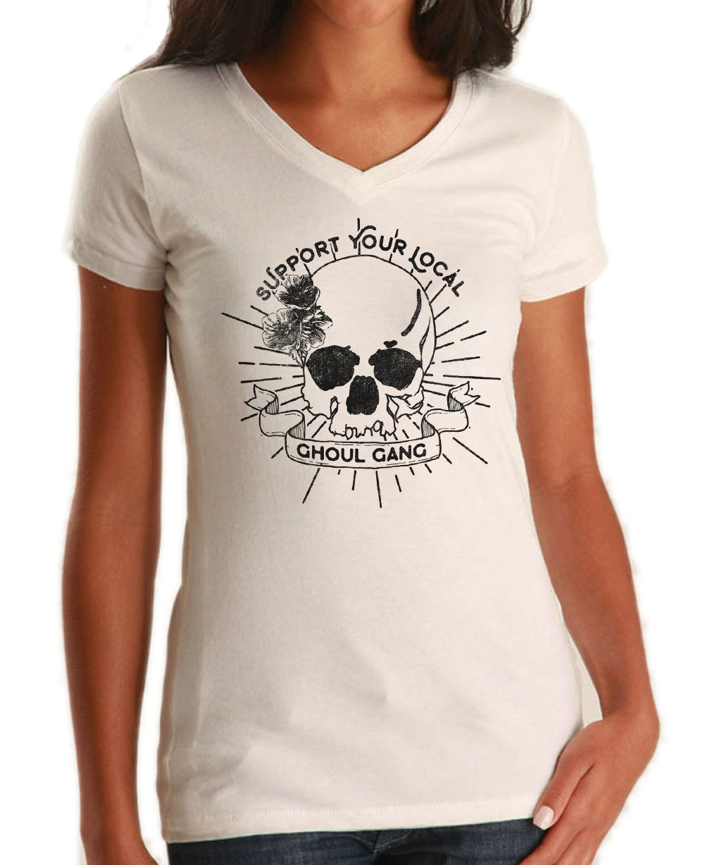 Women's Support Your Local Ghoul Gang Vneck T-Shirt