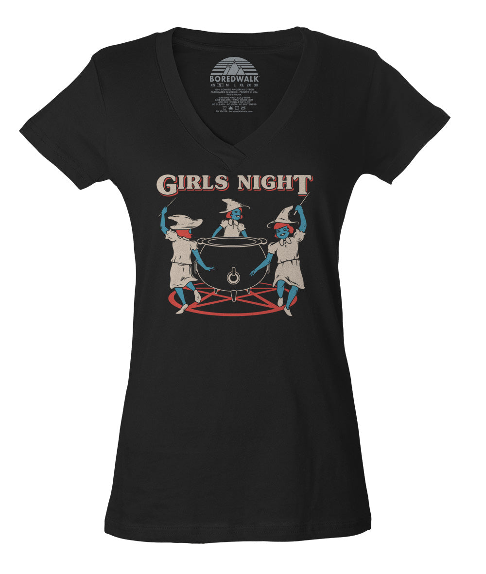 Women's Girls Night Witches Vneck T-Shirt