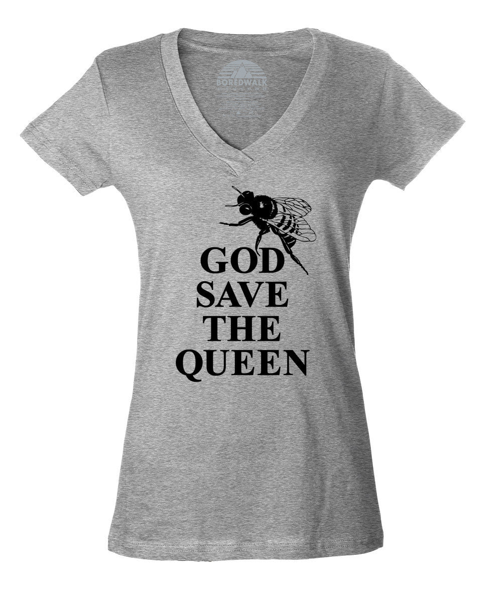 Women's God Save The Queen Bee Vneck Save The Bees Bee T-Shirt