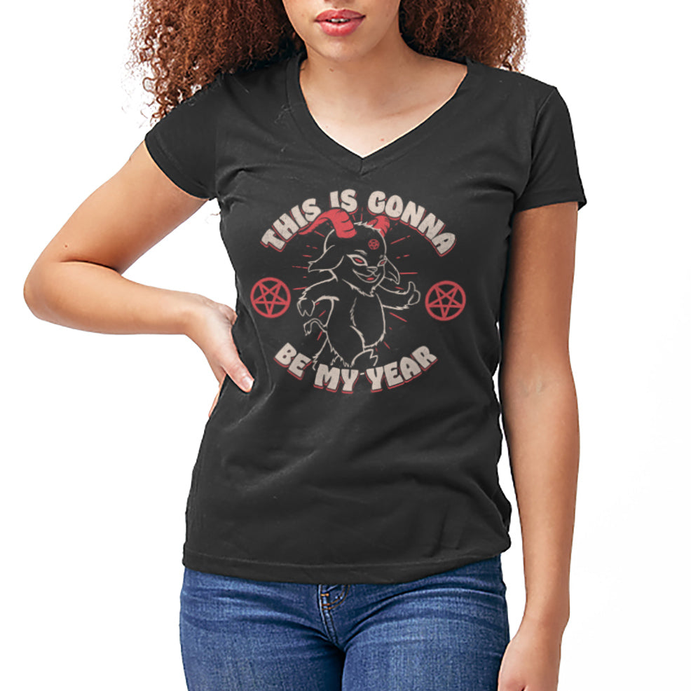 Women's This is Gonna Be My Year Devil Vneck T-Shirt