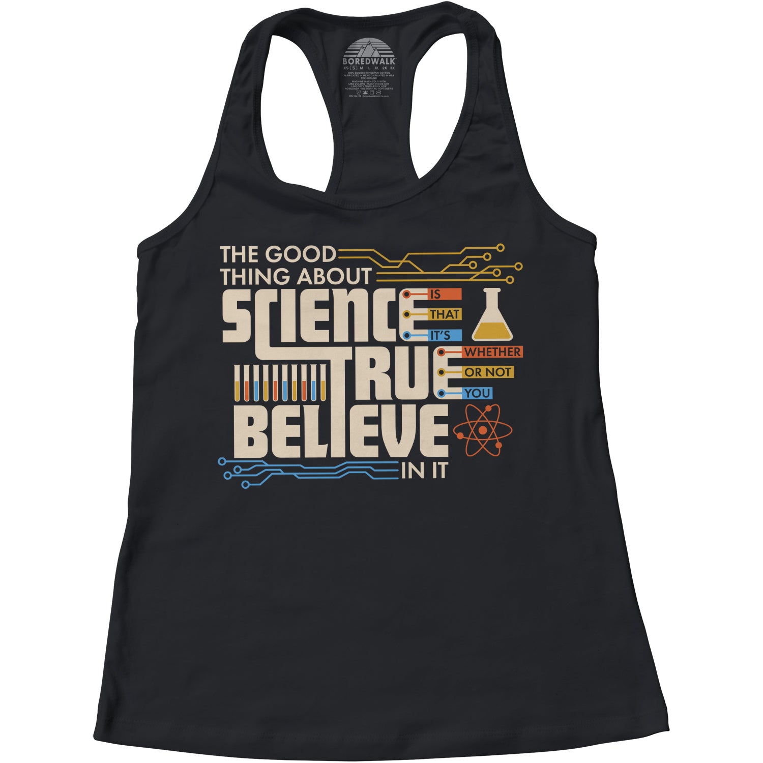Women's The Good Thing About Science Is That It's True Racerback Tank Top