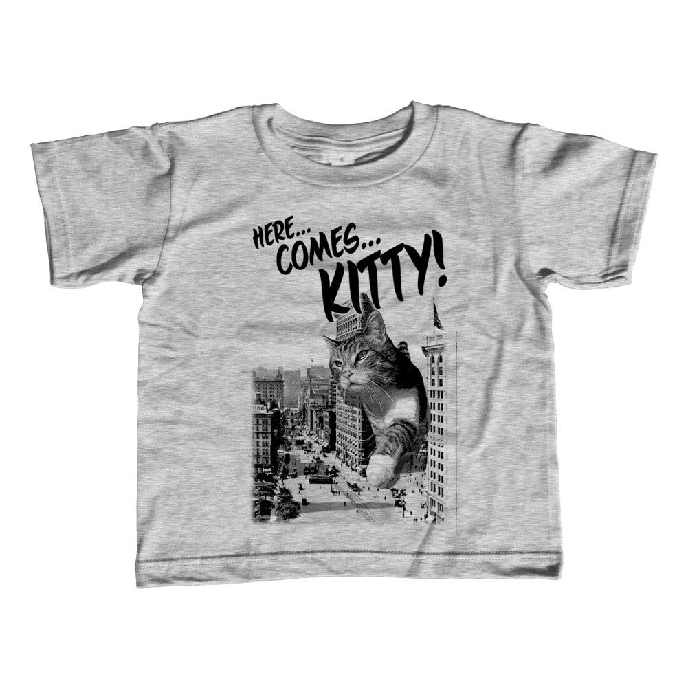 Girl's Here Comes Kitty T-Shirt - Unisex Fit Funny Giant Cat
