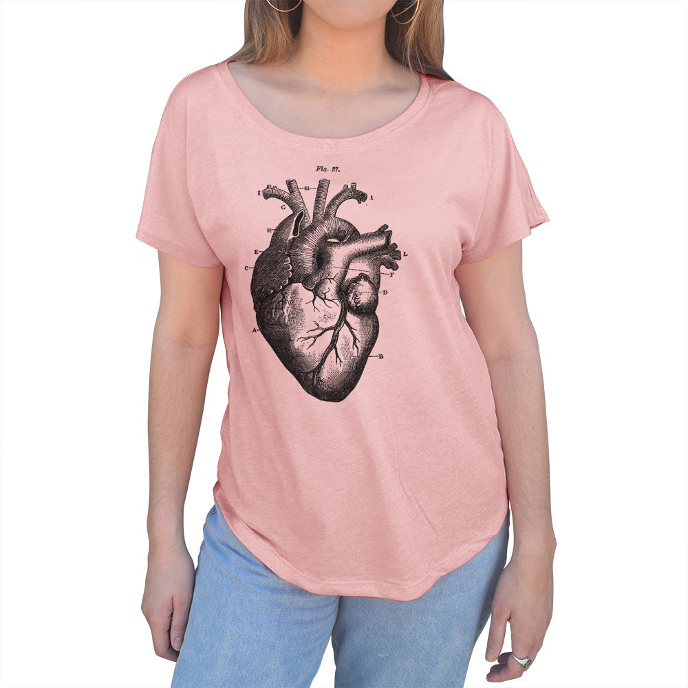 Women's Heart Anatomy Diagram Scoop Neck T-Shirt