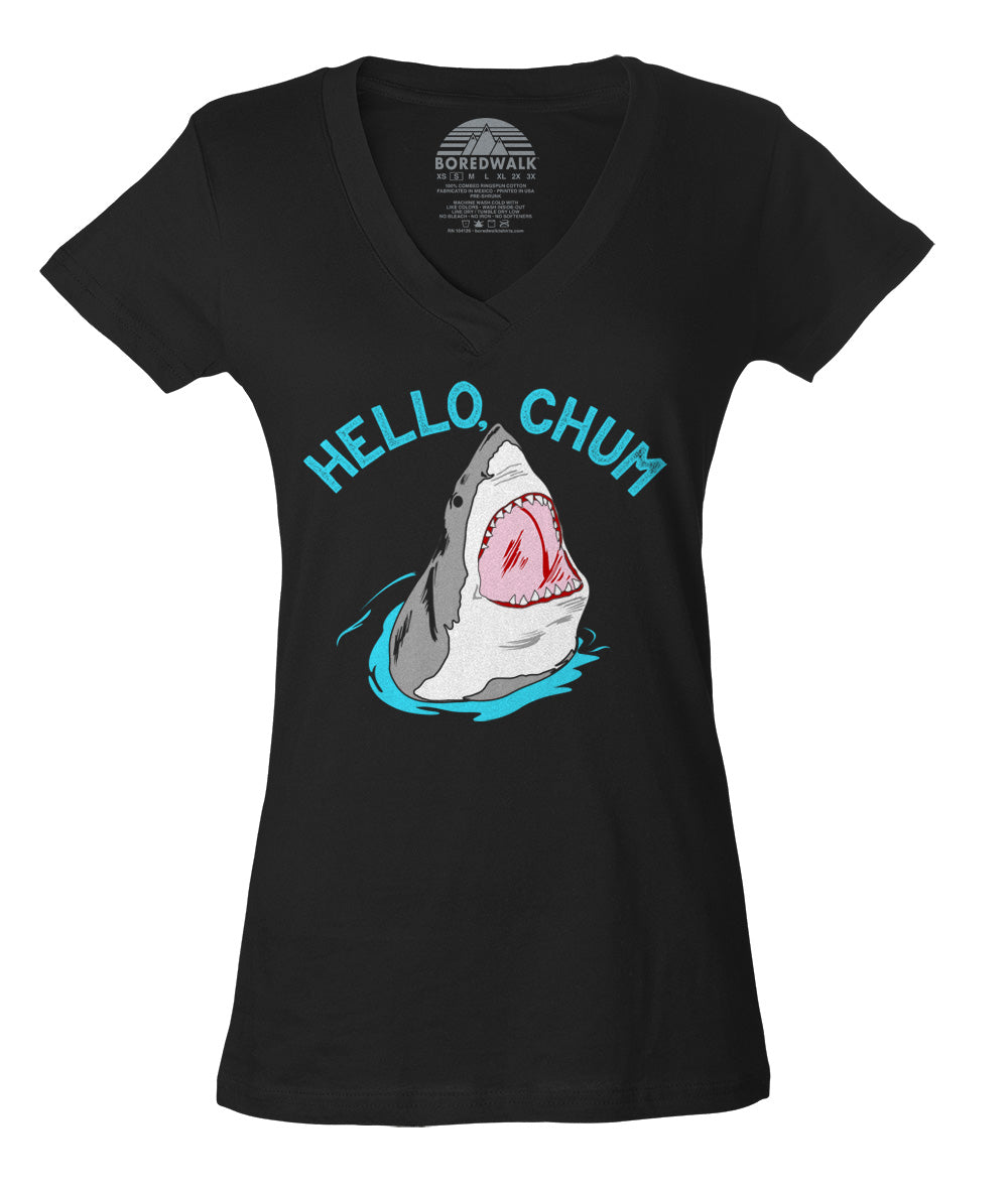 Women's Hello Chum Shark Vneck T-Shirt