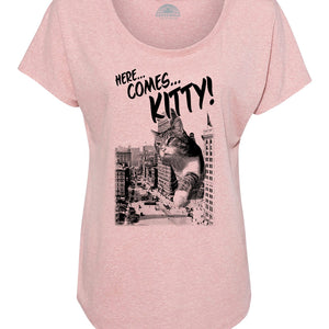 Women's Here Comes Kitty Scoop Neck T-Shirt