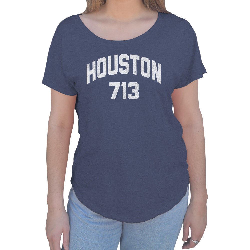 Women's Houston 713 Area Code Scoop Neck T-Shirt