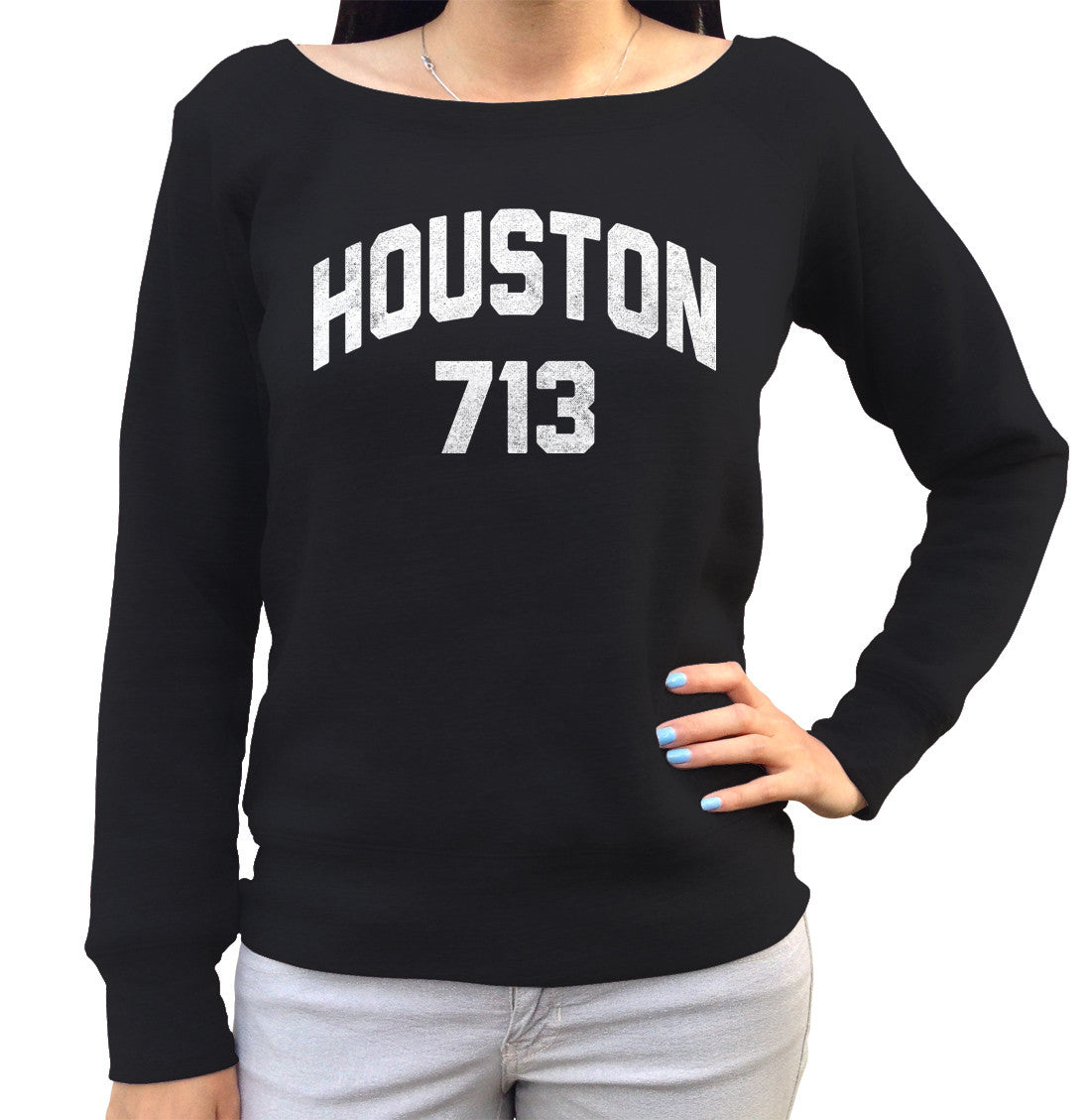 Women's Houston 713 Area Code Scoop Neck Fleece