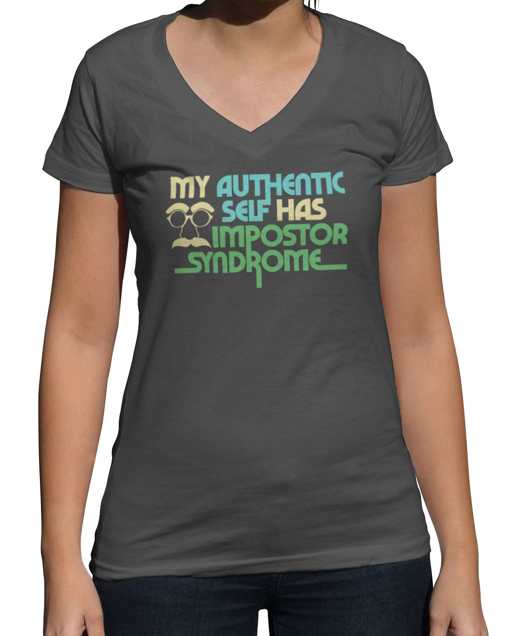 Women's My Authentic Self Has Impostor Syndrome Vneck T-Shirt