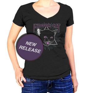 Women's Indoor Cat Vneck T-Shirt